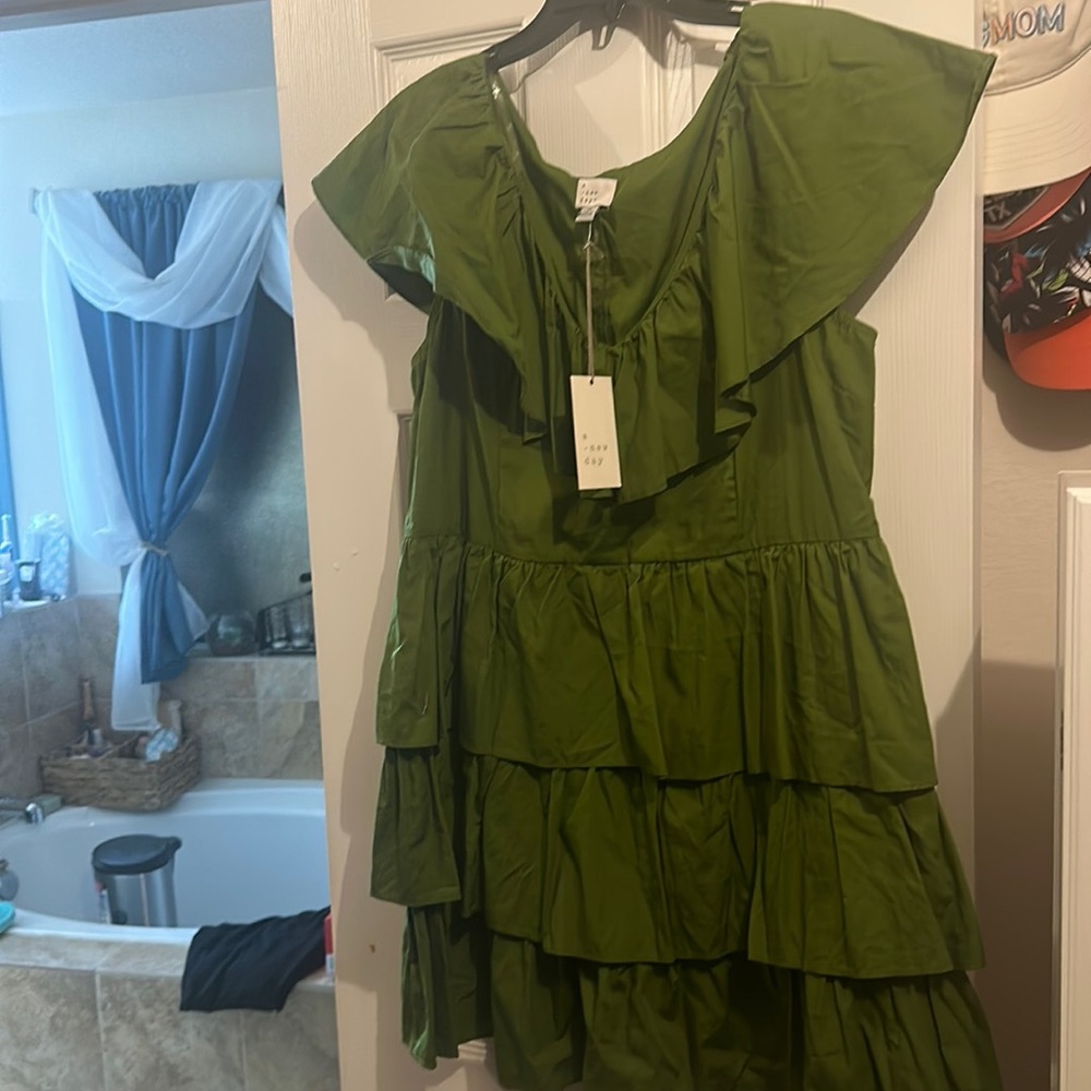 Green ruffle dress